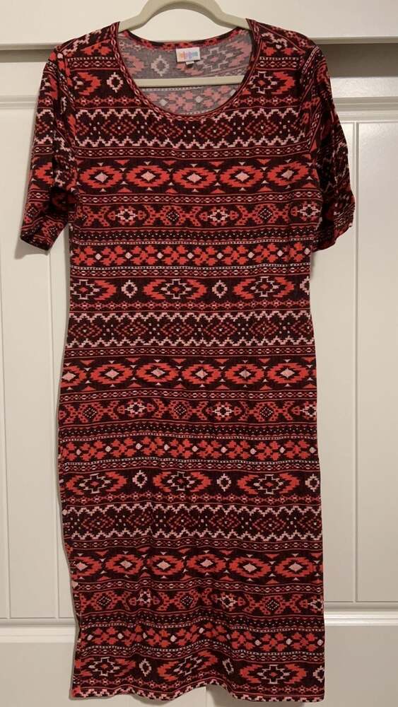 Women's LuLaRoe Julia Bodycon Fitted Dress Red Size Small L
